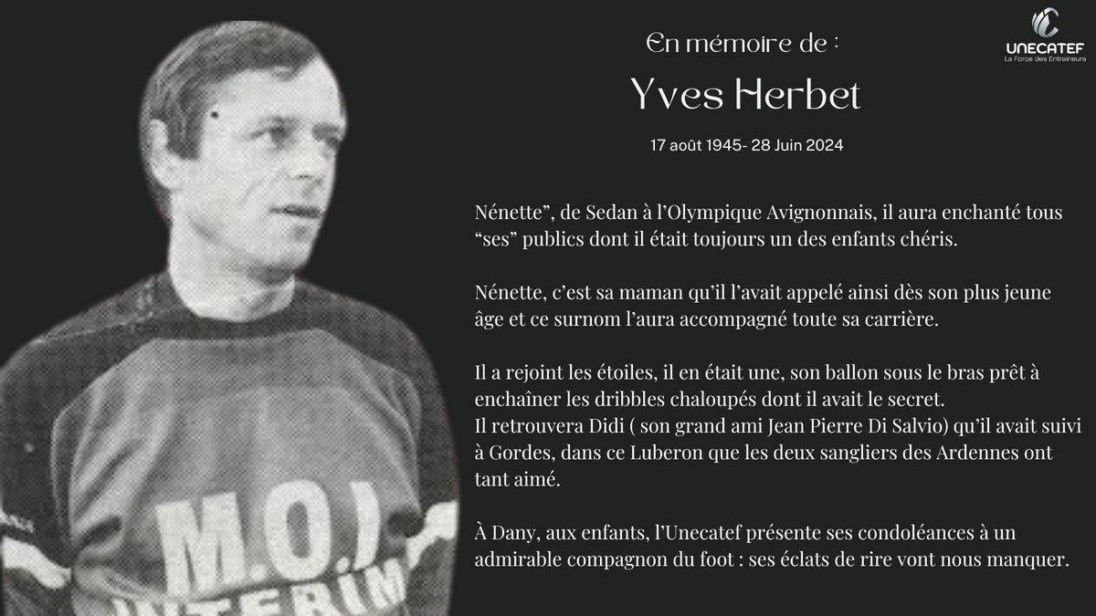 Tes éclats de rire vont nous manquer, Nénette !

#yvesherbet #football #deces