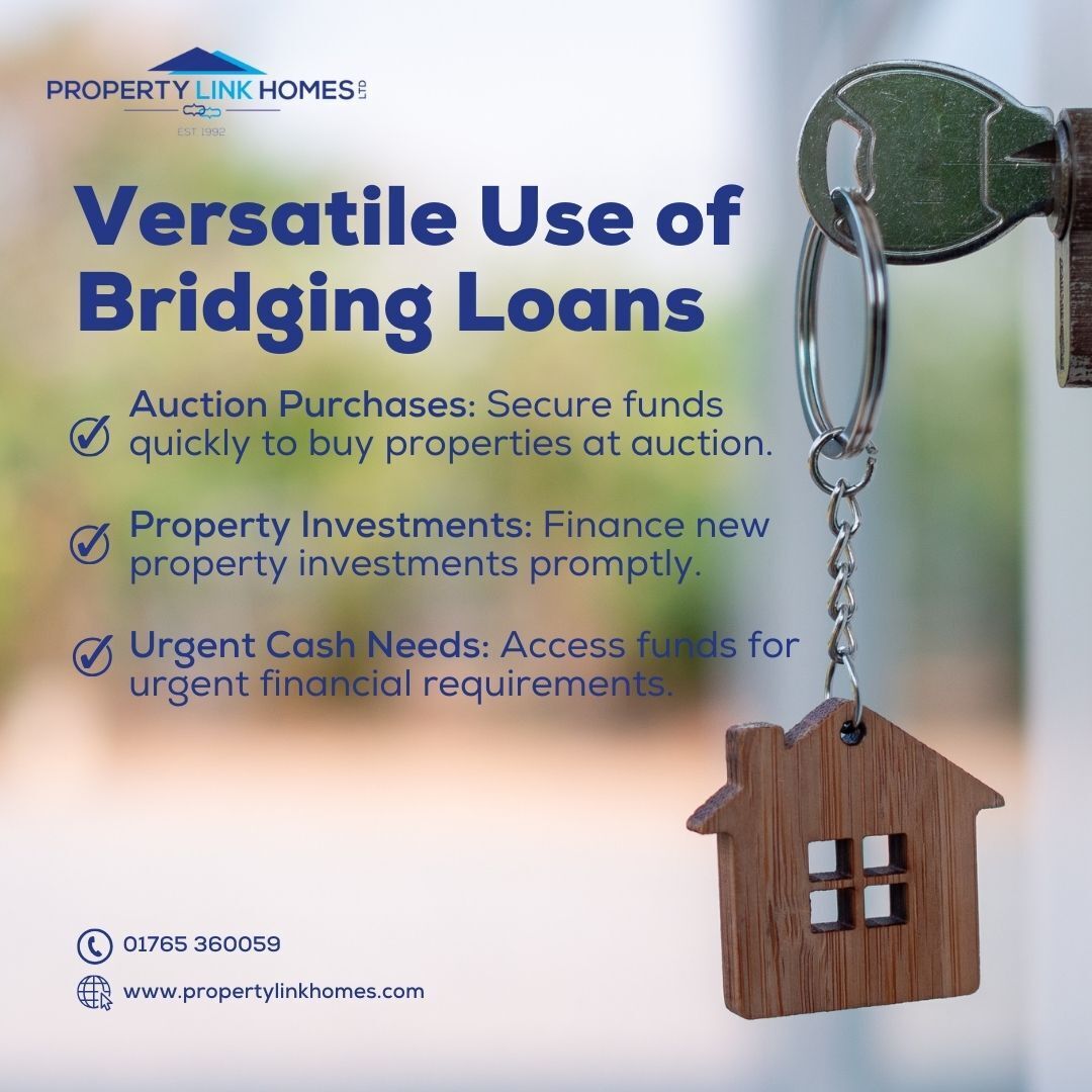 Bridging loans offer versatile solutions for property buyers and investors. Whether you're buying at auction or need funds urgently, we can help. 🔑 #PropertyLinkHomes #YourPropertyPals