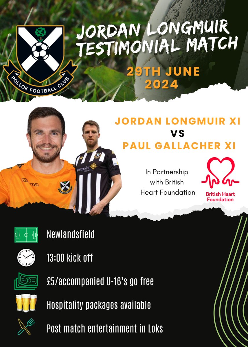 JLoTestimonial's tweet photo. Ladies and gentlemen.... it's matchday!

Looking forward to welcoming you all to jordans testimonial match today where @JLo133 xi plays @PaulGal_ xi

Admission £5, u16s free with accompanying adult

Pay at the gate available but tickets still online at https://t.co/P1wL5I5S3V https://t.co/KlTHIwcgn3
