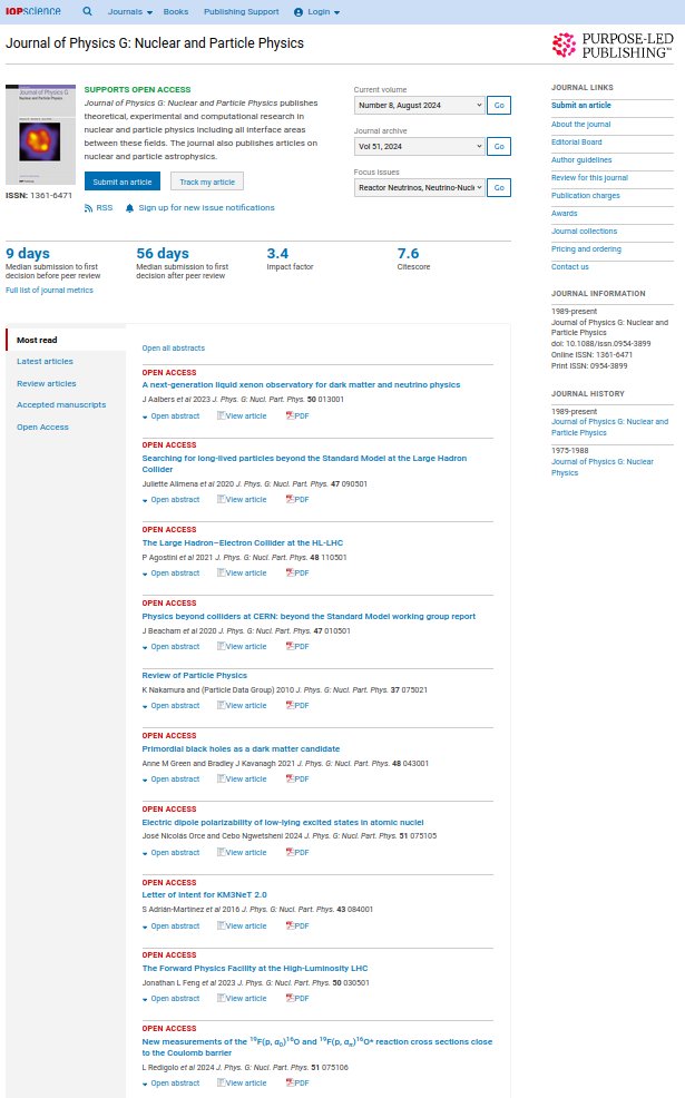 Among the "Most read" @ Journal of Physics G <a href="/IOPhysics/">Institute of Physics</a>