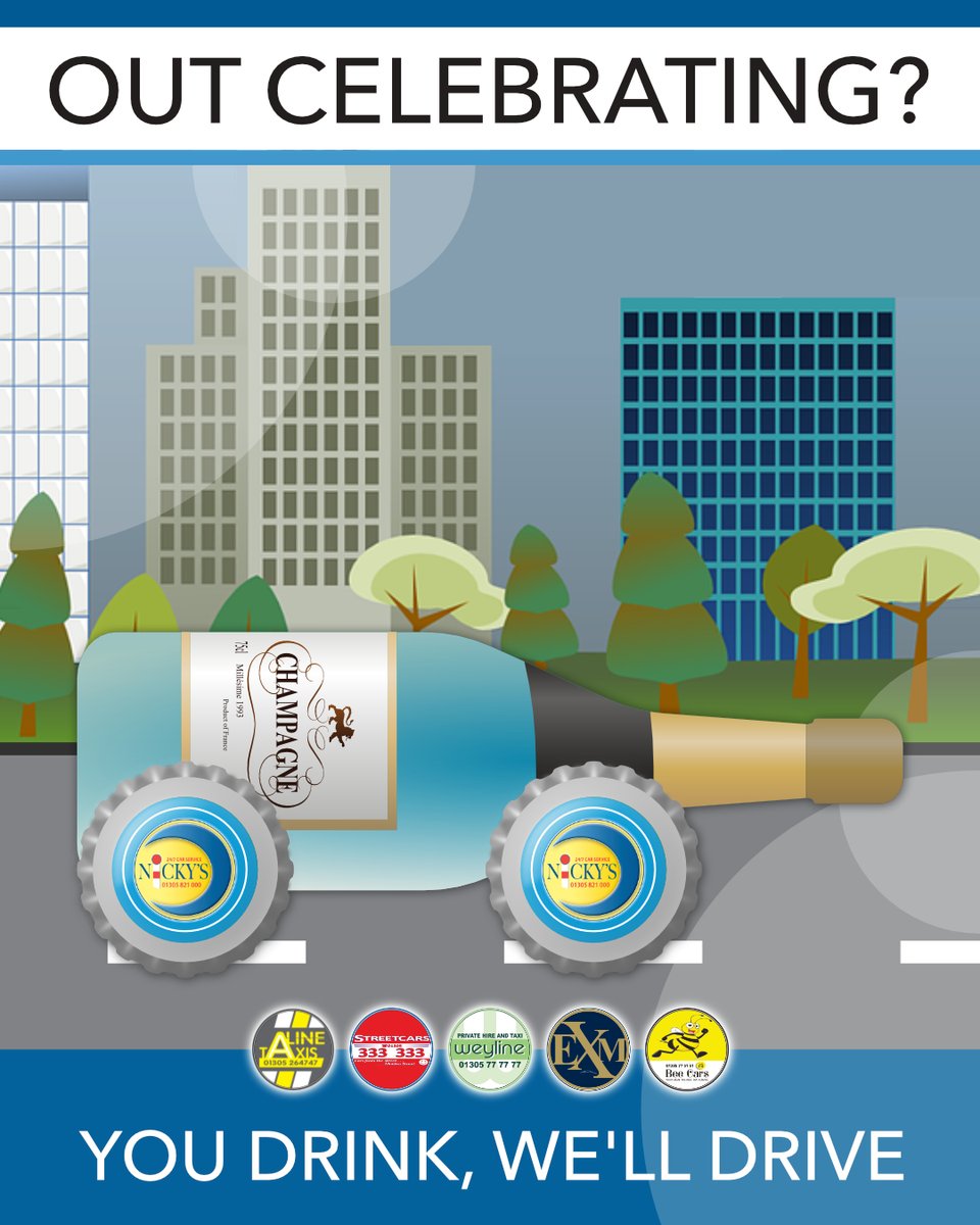 Out celebrating? You do the drinking, we’ll do the driving… 📞 01305 821 000 #Portland #Weymouth #Dorchester #Dorset