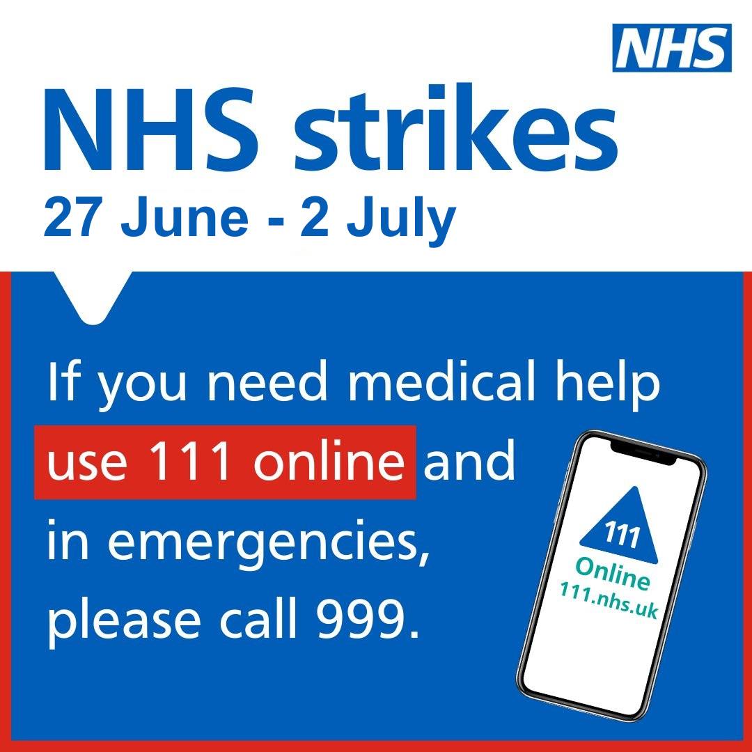 HealthCareBNSLY's tweet photo. This weekend some services will be affected due to strike action.

Please continue to come forward for NHS care. If you need urgent medical help, use 111, and if it is a serious or life-threatening emergency, please call 999. https://t.co/AekPTFLpht