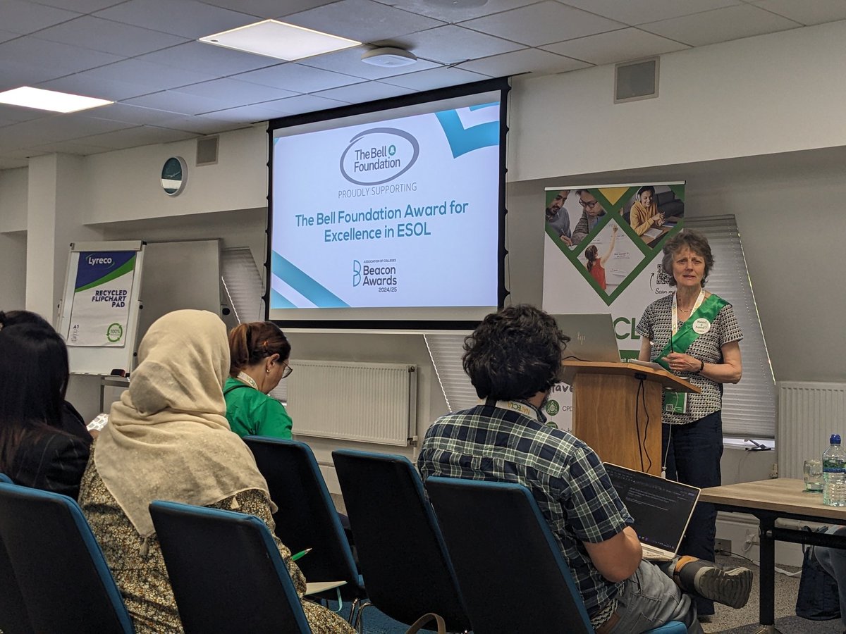 #NATECLA24 this morning's conference welcome and <a href="/MaryOsmaston/">Mary Osmaston </a> announcing this year's Beacon Awards from the <a href="/BellFoundation/">Zelled Elen</a> .
aoc.co.uk/awards/the-bel….