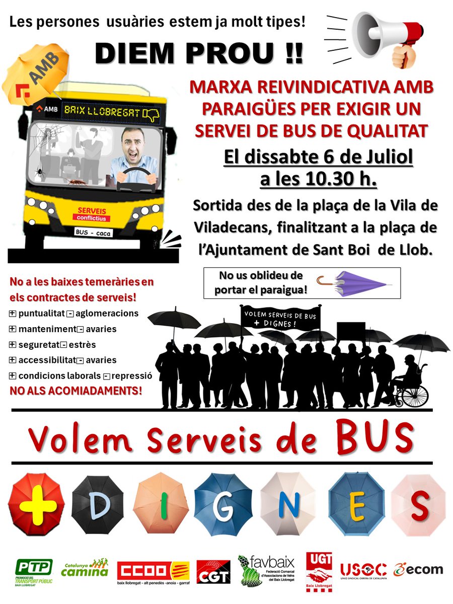 El transporte público en la comarcal continua bajo mínimos seguimos denunciado las bajas temerarias en las contrataciones que no ayudan a los buenos servicios que necesitamos. En la marcha del sábado 6/7 los usuarios exigimos respuestas y actuaciones inmediatas sin más demoras.