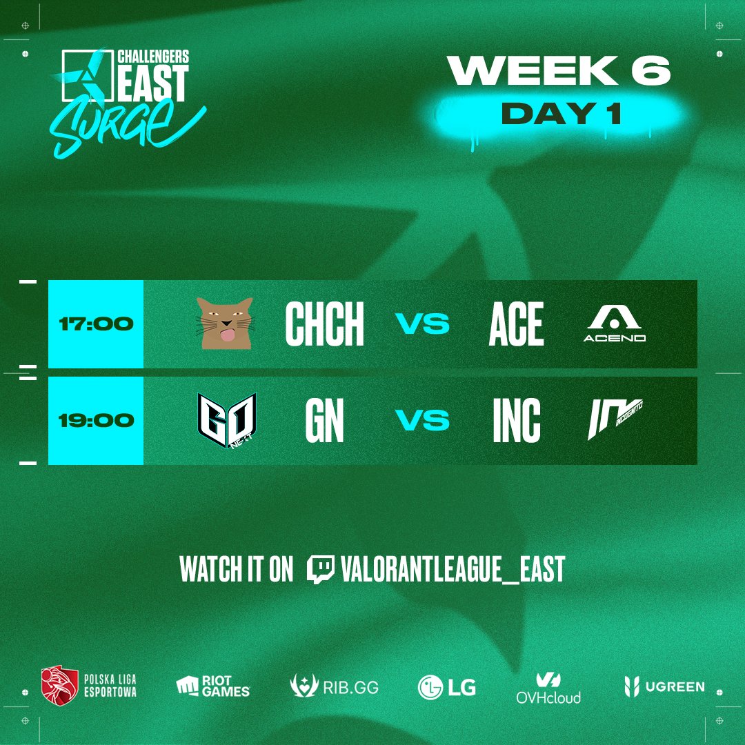 WEEK 6! ☀️

<a href="/ChipiChapasVAL/">Chipi Chapa's VALORANT 😼🐈</a> 🆚 <a href="/AcendClub/">ACEND CLUB</a> 
<a href="/GoNextEsports/">GoNext Esports</a> 🆚 @incognito_valo 

Watch at:
🇵🇱 twitch.tv/valorantleague…