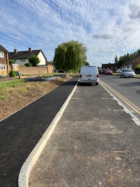 It is good to see that, at last, (&amp; after a prompt from me 🙂) the metal fencing around the much needed parking spaces in Scotts Farm Road has been taken down. Apparently, SCC was waiting for Belway the housing developer, to relocate some services under a new footpath.