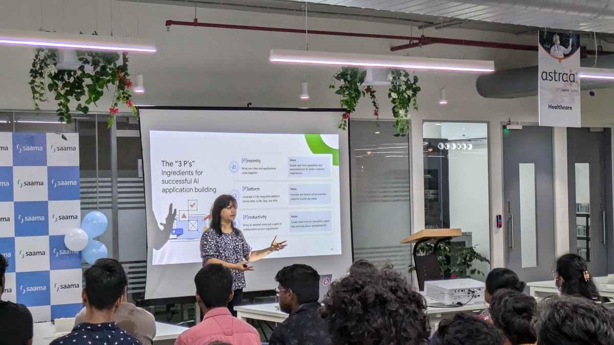 BuildWithRJ's tweet photo. "Google Cloud - Build with AI Chennai" event is in progress at @saamatechinc , The first session is by @AbiramiSukumara  on "Building Conversational Experiences with Google Cloud databases and vertex AI"
#gdgcloudchennai #saamatech #google #cloud #googlegemini @GdgCloudChennai https://t.co/bdRv07db8r