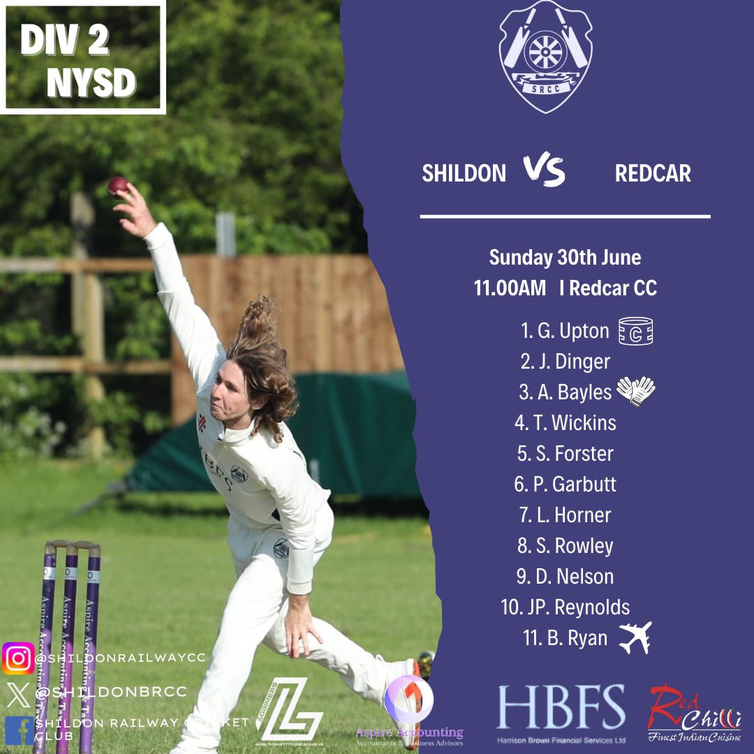🚨🚨 WEEKEND TEAM NEWS 🚨🚨

The 1st XI are unchanged. 

In the 2nds, 1 change with Michael Condron coming in for Ash Raine. 

For Sunday, Dan Nelson and young JP Reynolds come into the 1st team for Joe Knowles and Rob Nevison. 

Go well lads 🏏🏏

#UpTheBR #NYSD
