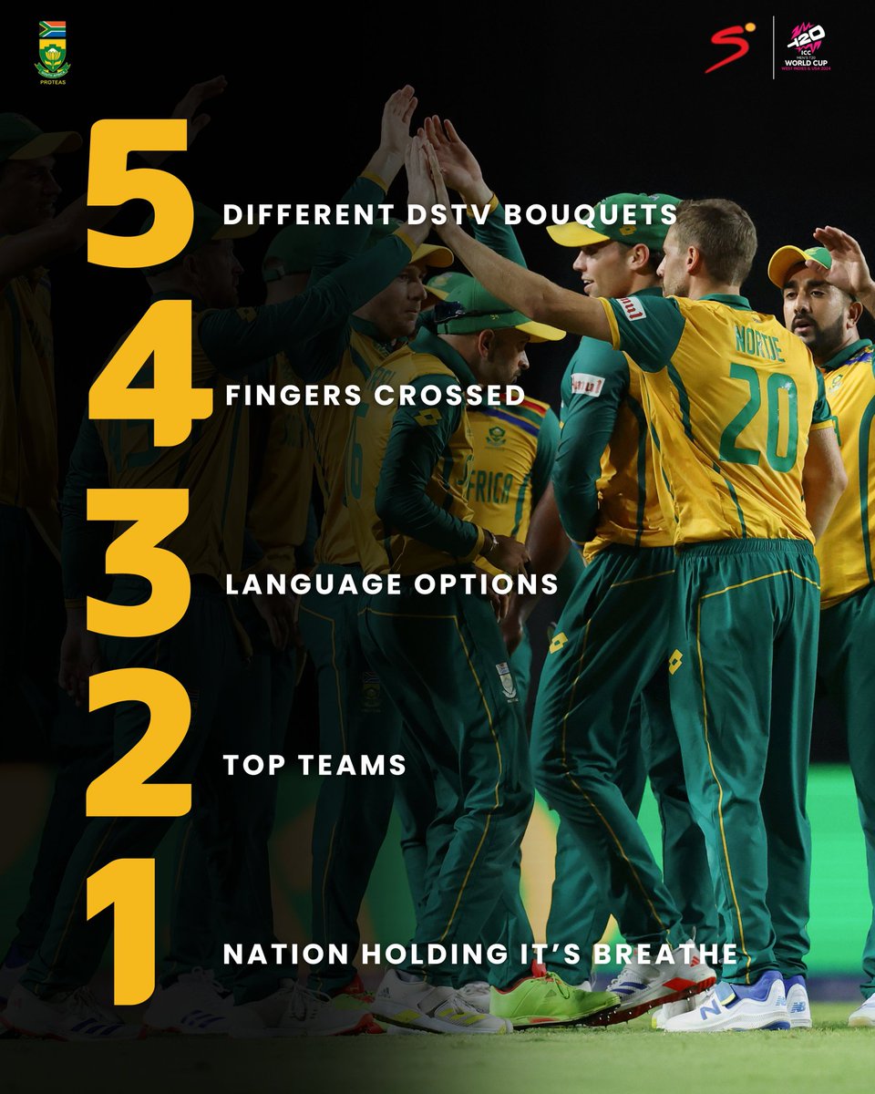 🚨 BREAKING NEWS 🚨

The Proteas World Cup Final will be shown on SuperSport Variety Channel 209

That means that even if you have the DSTV Access package which is R139 for a month, you can view the build up to the match and the full final live today

Spread the word, get eyes