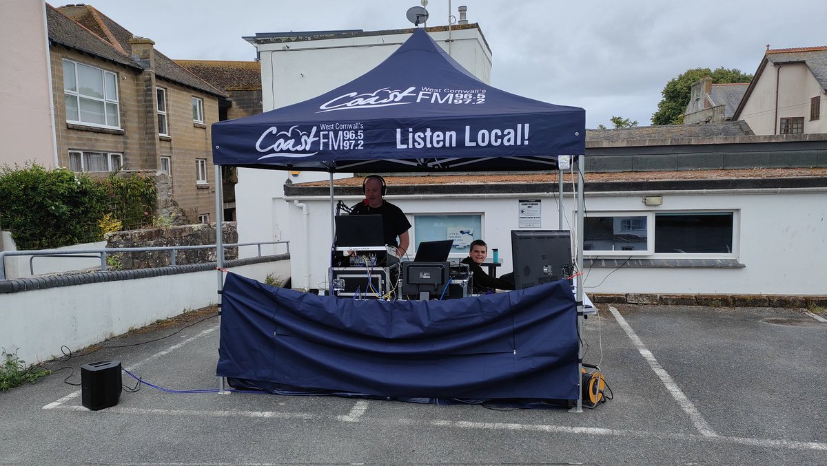 It's Mazey Day in Penzance. We are broadcasting live from outside our studios behind Greenmarket. Come and say hi. #mazeyday #golowan #penzance #cornwall