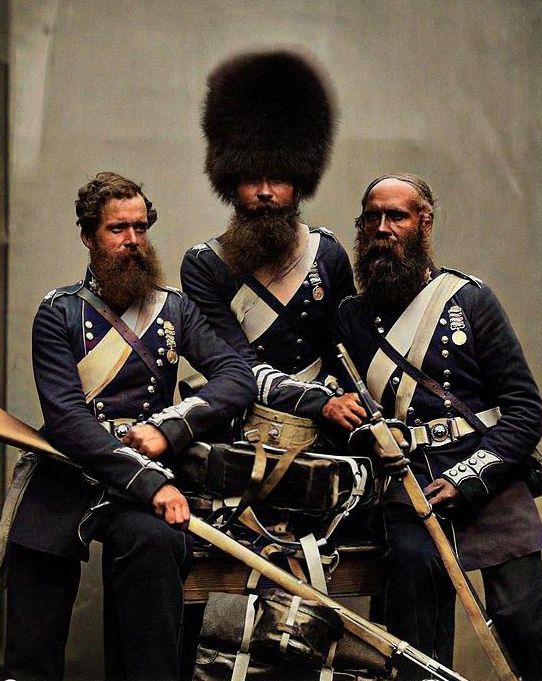 englandincolour's tweet image. Heroes of the Crimean War (1853-56) – Joseph Numa John Potter and James Deal of the Coldstream Guards. #crimeanwar #coldstreamguards #colourised #victorianperiod #britisharmy