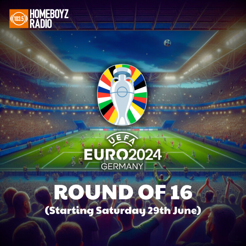 HomeboyzRadio's tweet photo. Get ready for the Euro 2024 Round of 16! The excitement kicks off this Saturday, June 29th. Who will advance to the quarter-finals? Stay tuned! #euros #Euro2024 #HBRFanzone #HBRFootBall https://t.co/I68W27rB76