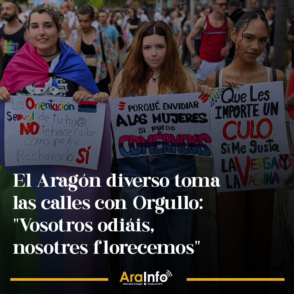 arainfonoticias's tweet image. 🏳️‍🌈🏳️‍⚧️ ✊ "Vosotros odiáis, nosotres florecemos". El Aragón diverso toma las calles con Orgullo. Crónica de @igoiz17 y @SpartakusbundKP de las multitudinarias movilizaciones de este viernes en Zaragoza, Uesca y Teruel por el Día del #Orgullo #LGTBIQA+: arainfo.org/?p=290430