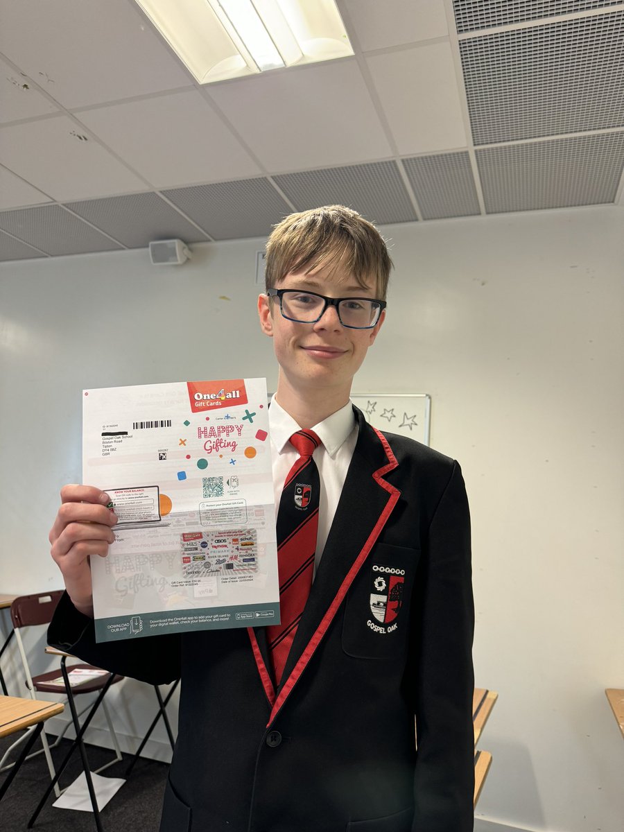 Our two year 9 winners for their 100% attendance this week!! Super and role model students ⭐️ well done Nate and Cody #teamyear9 <a href="/Gospel_Oak_/">Gospel Oak School</a>