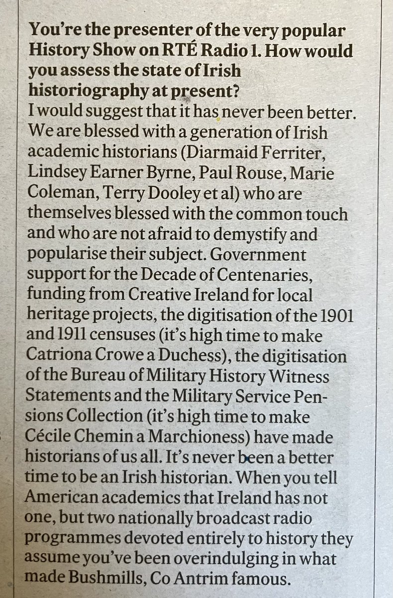 From an interview with Myles Dungan in today’s Irish Times: “There’s never been a better time to be an Irish historian.”