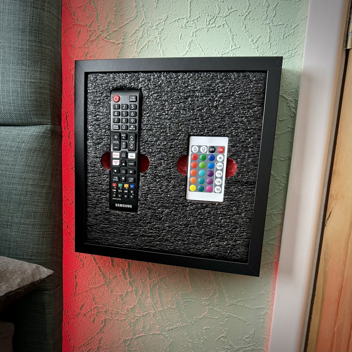 <a href="/ShadowFoam/">Shadow Foam®</a> <a href="/IKEAUK/">IKEA UK</a> <a href="/YouTube/">YouTube</a> My first attempt using <a href="/ShadowFoam/">Shadow Foam®</a> as a means of keeping things tidy. 
Using an @Ikea #SANNAHEAD picture frame and Shadow Foam, I’m really happy with how it came out. 
My son loves it, TV and LED remote within easy reach of his bed. 
#tidy #storage #solution #organised