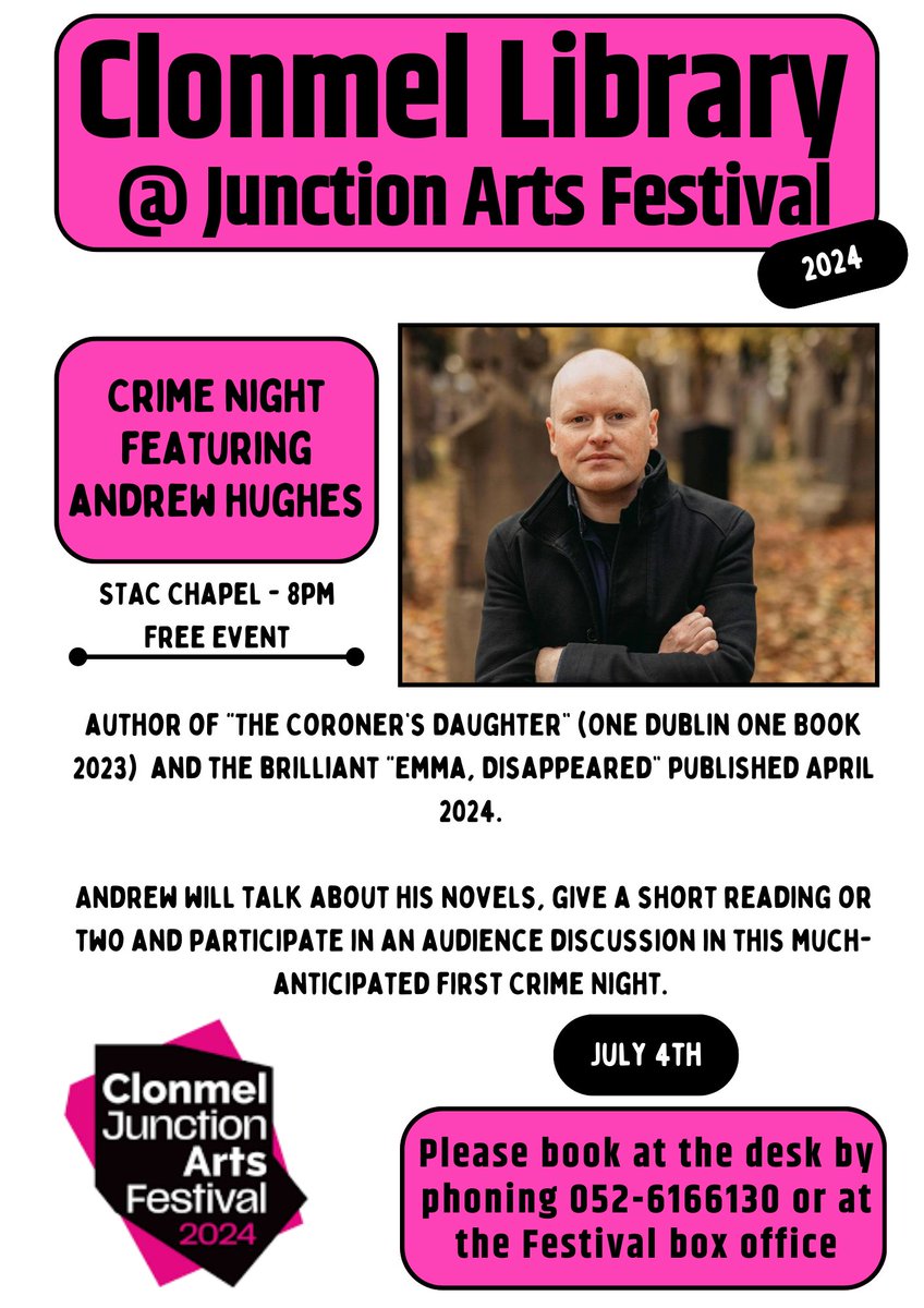 Andrew Hughes (@and_hughes) on Twitter photo Hugely looking forward to the first Crime Night at <a href="/clonmeljunction/">Clonmel Junction Arts Festival</a> where I'll be chatting with <a href="/Stephkwoods/">Stephanie Woods</a> about all things macabre and mysterious! Do come along if you're in Clonmel on the 4th July Hugely looking forward to the first Crime Night at <a href="/clonmeljunction/">Clonmel Junction Arts Festival</a> where I'll be chatting with <a href="/Stephkwoods/">Stephanie Woods</a> about all things macabre and mysterious! Do come along if you're in Clonmel on the 4th July