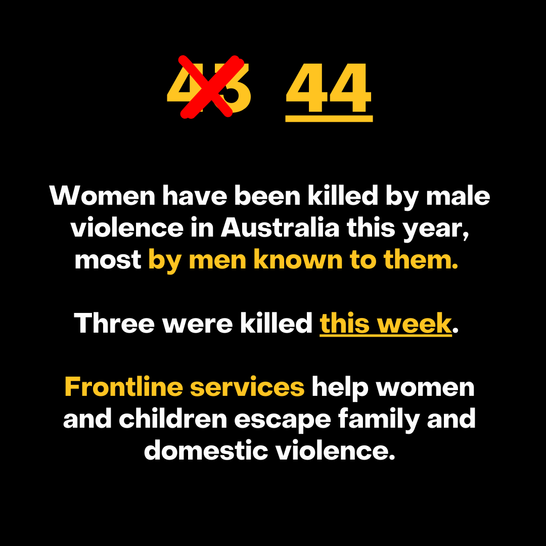 PLEASE sign the petition to stop violence against women. Enough is Enough. 44 women have been killed by male violence in Australia this year, most by men known to them. Our governments must take greater action to fund frontline services and keep perpetrators in sight at all