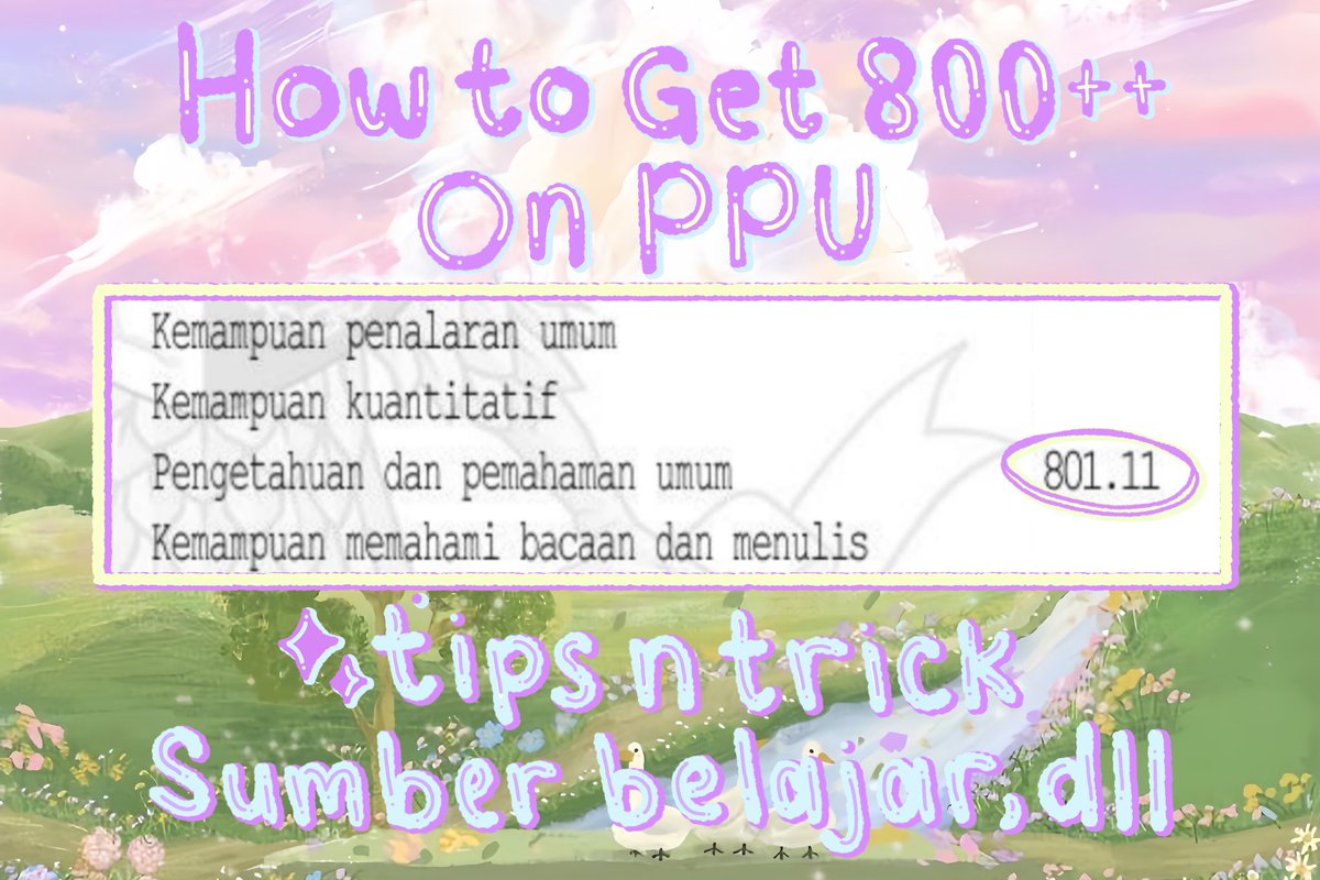 🪄 CARA MENDAPATKAN SKOR PPU 800+++ 📚📝
Daftar isi: Tips &amp; trick, sumber belajar, strategi, dll

— a thread by hidupmatriarki