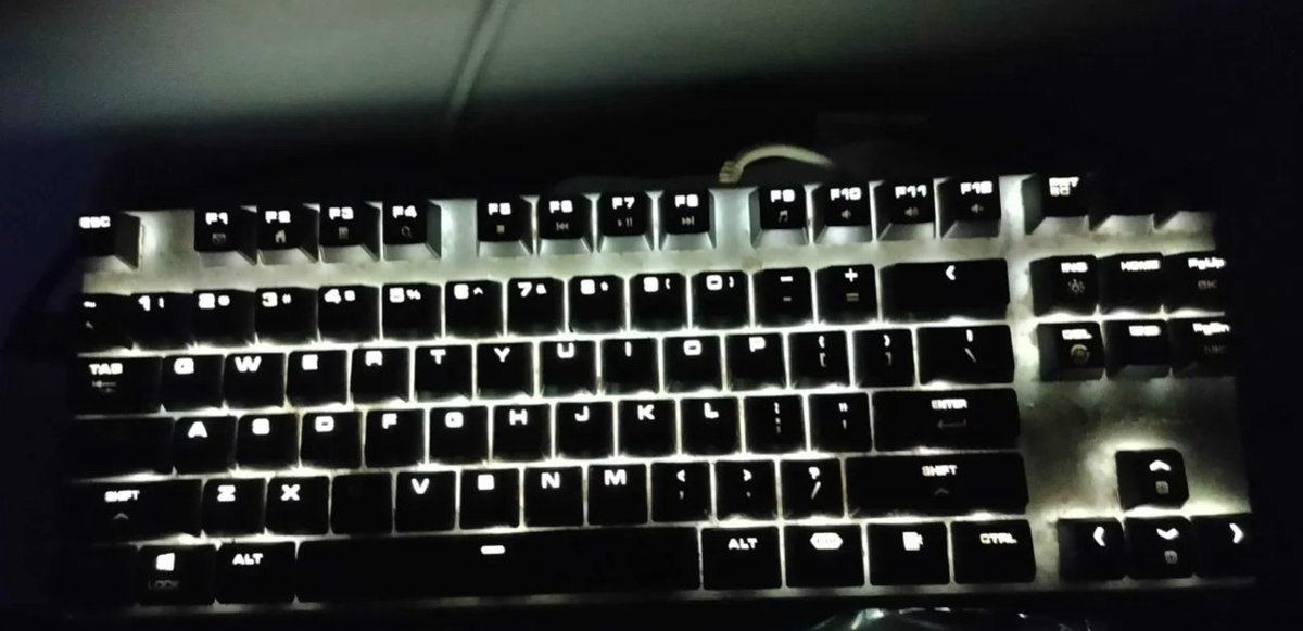 Kiddo146's tweet photo. looking for a short keyboard with white backlit, any1 have suggestions?
-> keys color: black
bonus:
-> hot swappable
-> can adjust backlit brightness
#keyboard #twitch #TSAN #gamingGadget https://t.co/OHYGTpg8WD