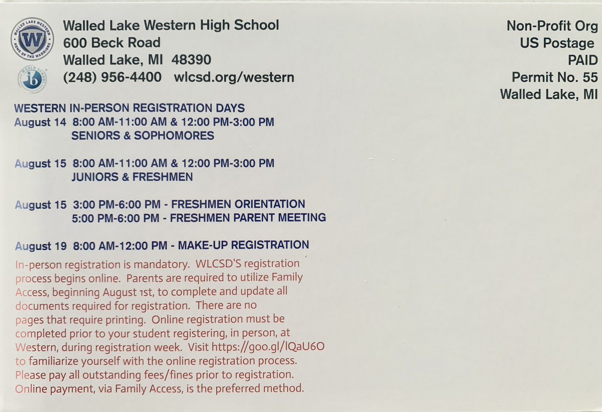 WLWestern Athletics (@wlwathletics) on Twitter photo Happy Summer, Warriors! Look for our registration information in the mail! Looking forward to welcoming you all in our new building 🤩🤩<a href="/WLWWARRIORS/">Walled Lake Western</a> <a href="/WalledLkSchools/">Walled Lake Schools</a> Happy Summer, Warriors! Look for our registration information in the mail! Looking forward to welcoming you all in our new building 🤩🤩<a href="/WLWWARRIORS/">Walled Lake Western</a> <a href="/WalledLkSchools/">Walled Lake Schools</a>