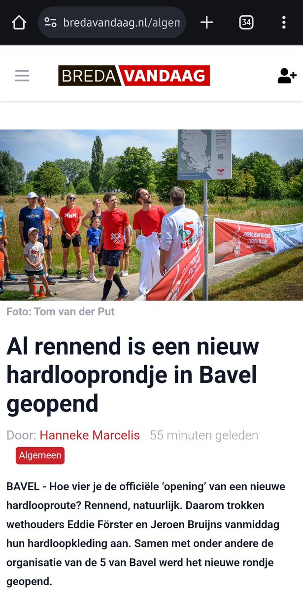 In Breda werken we aan beweegvriendelijke buurten, met sport en spel in de openbare ruimte, letterlijk om de hoek. Vandaag de eerste van de nieuwe hardlooproutes mogen openen in het mooie Bavel!  
bredavandaag.nl/algemeen/algem…