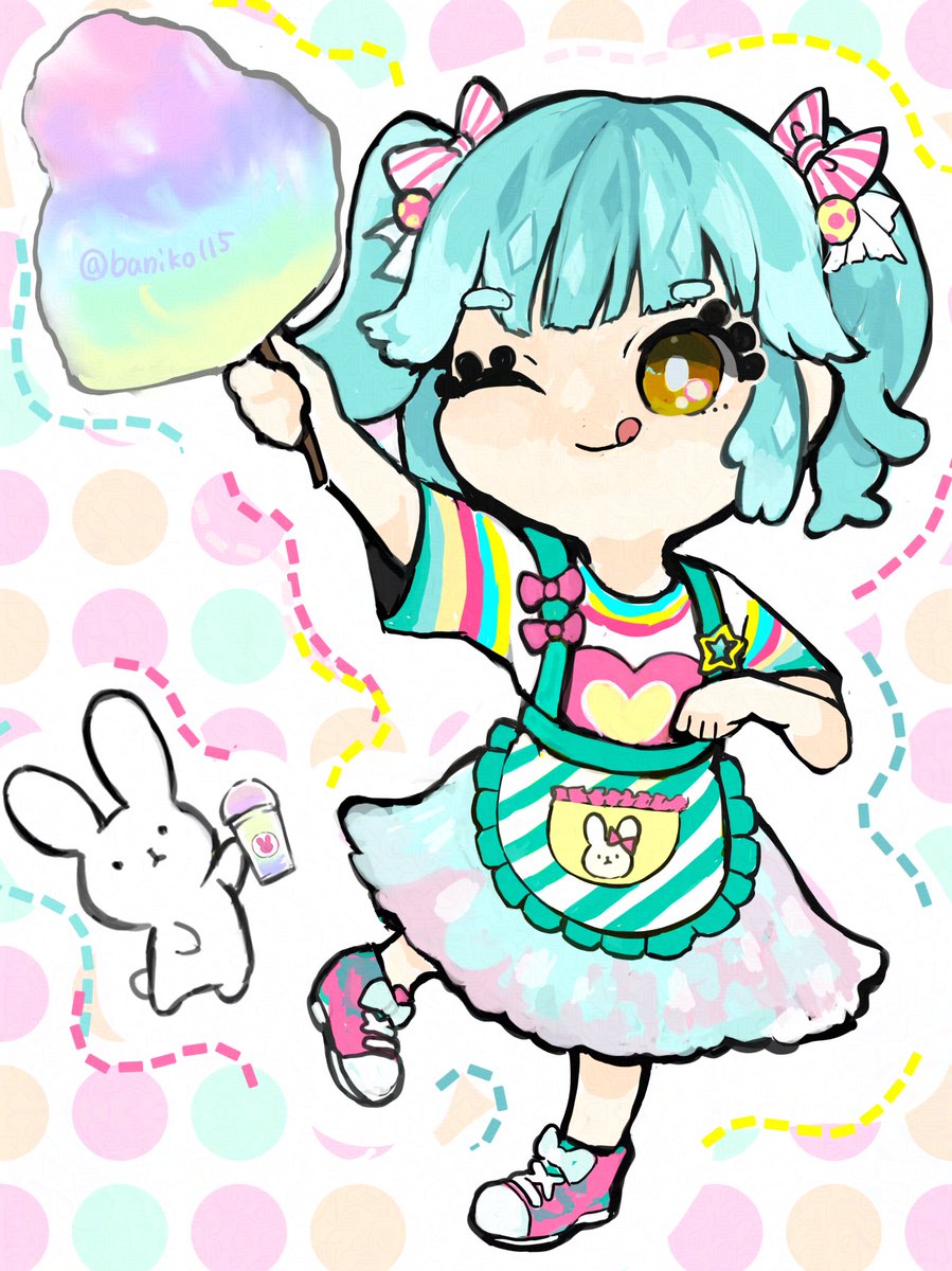 わたあめ屋さん☁️🌈🐰　#オリジナル　#夏の創作クラスタフォロー祭