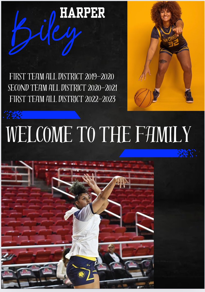 BlinnWbb's tweet photo. Welcome Harper Biley from Cy Falls High School and transferring in from Texas A&amp;M-Commerce to our Blinn College 2024-2025 Women’s Basketball team!⚔️💙 https://t.co/m4tQO7AKuH