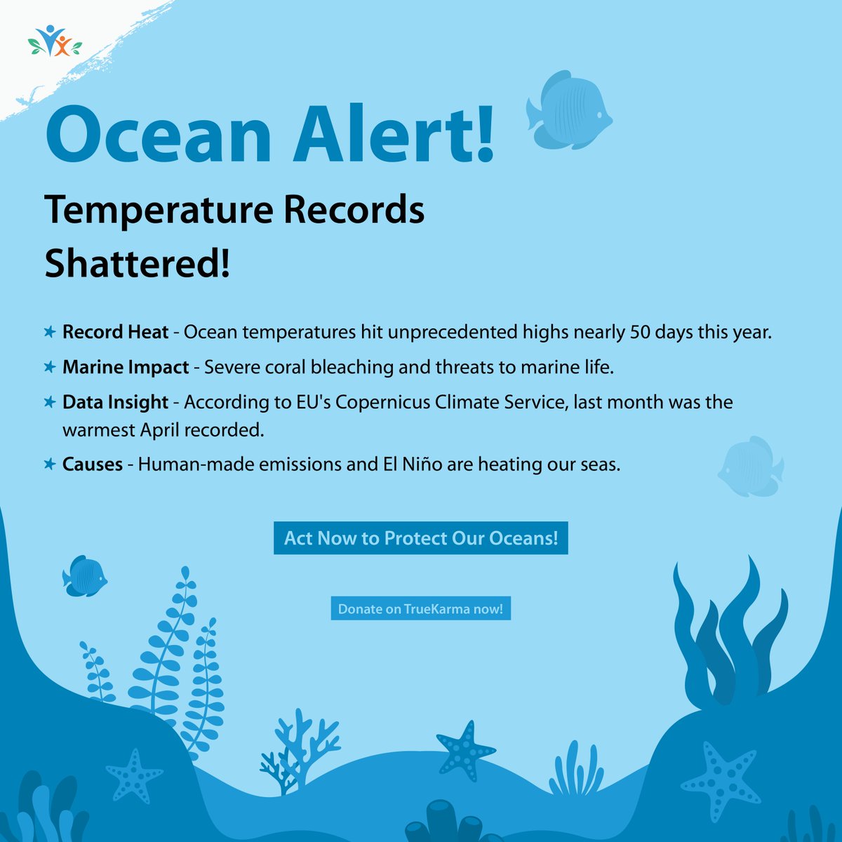 truekarma_org's tweet photo. 🌊 Ocean Alert! 🌊

 Temperature records are shattering, marine life is in danger, and our seas are heating up due to human-made emissions and El Niño.

 It's time to take action! 

https://t.co/m9hRoY6CVn 

Join us at TrueKarma to protect our oceans. 

 #SaveOurOceans #TrueKarma https://t.co/VJ13Ra5OsB