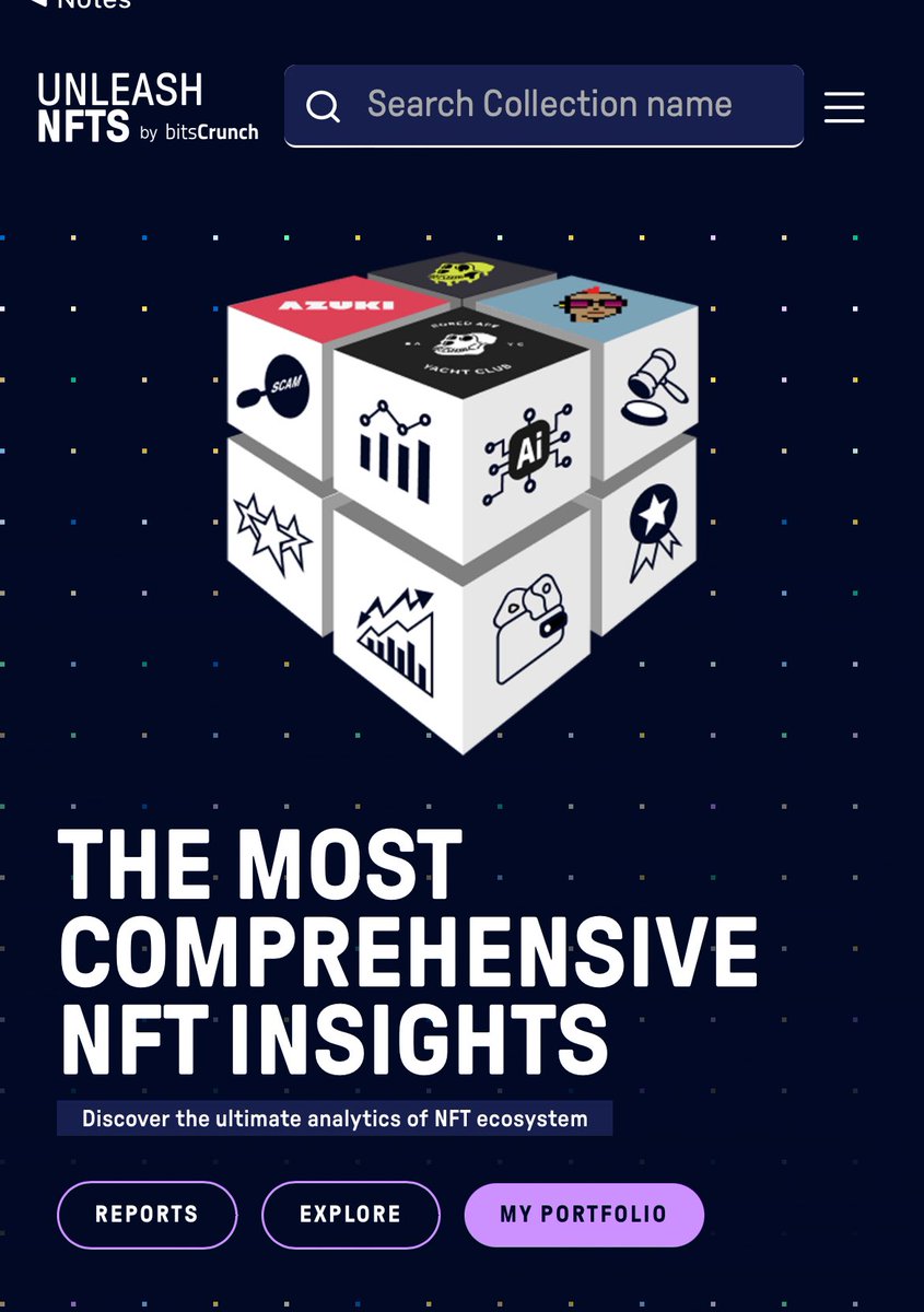 Are you looking for insights or data on the #NFT market? <a href="/bitsCrunch/">bitsCrunch</a>'s unleashNFTs.com got just what you need. Get information on the trading volume, market cap, wash trading volume of more than 25,000 #NFTcollections. 
Join us: discord.gg/bitscrunch-off…
