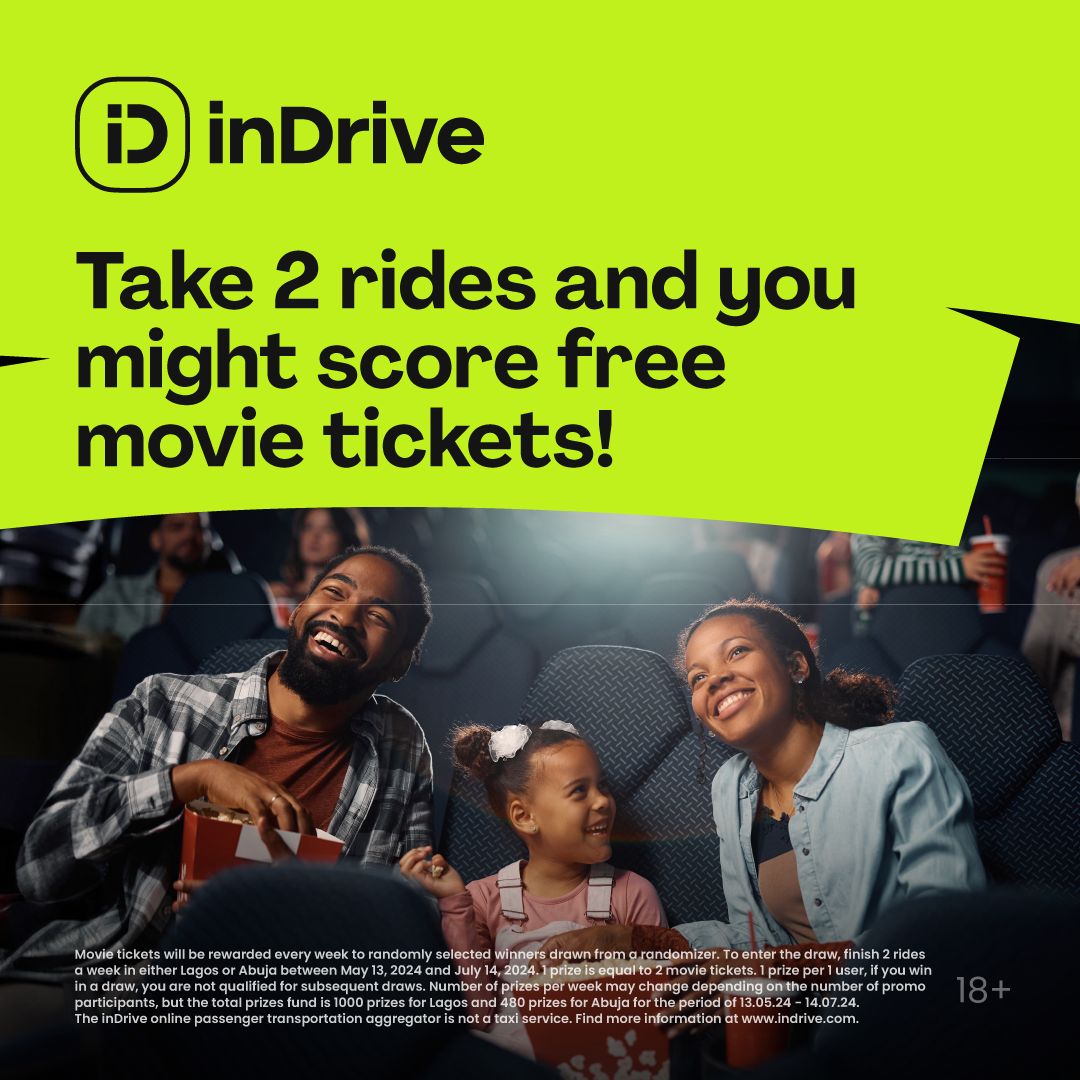 AWholeSalmanPR's tweet photo. Something special from inDrive😍 Take two rides this week with inDrive in Lagos/Abuja, and you could win 2 movie tickets to see a film with a friend! Tag them below! Get inDrive app from the PlayStore https://t.co/TRgfZ9fo69, AppStore https://t.co/S4GJ3v21ou #inDriveFreeTickets https://t.co/XZLpzaePE3