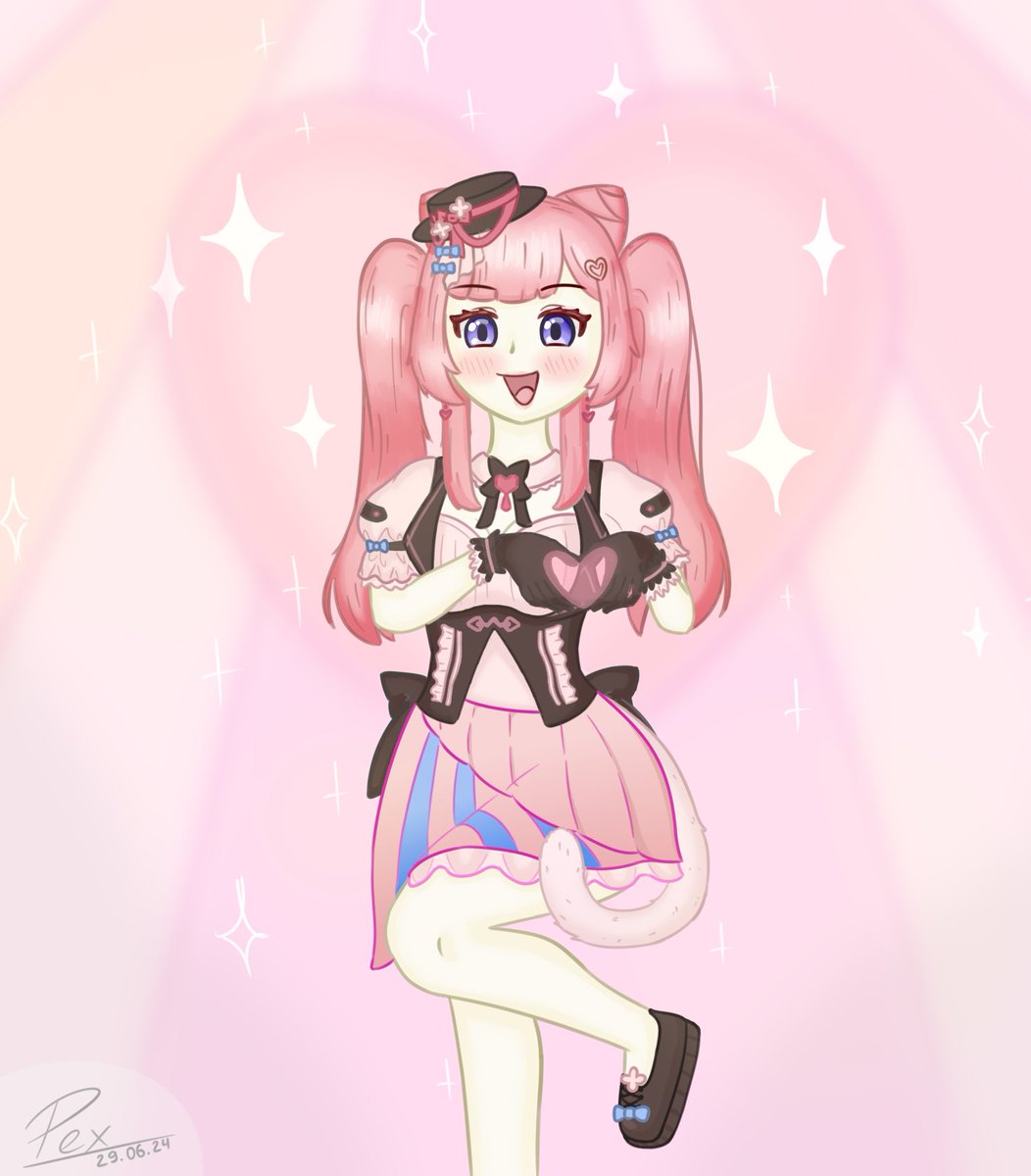 Pextoon's tweet photo. Very Big Huge fan-art for @Naomi_Aizza 🥰
(A vtuber I watch often)
It took sooo long to make😵‍💫 hope you like it 
#NaoArt #fanart

Art #3/100
I'll probly do simple arts for a while after this 🙃 https://t.co/R3KL0vRybw