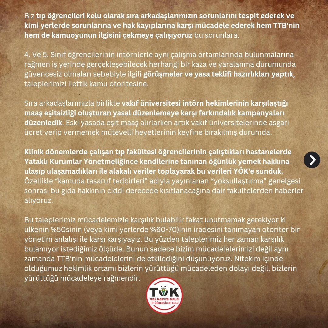 ttbtok's tweet photo. 76. Türk Tabipleri Birliği Büyük Kongresi, Tıp Öğrencileri Kolu Konuşma Metnimiz

"Etik değerleri için mücadele eden tüm tıp öğrencisi sıra arkadaşlarımızı saygı ile selamlıyoruz." https://t.co/UblxiDQ8b1
