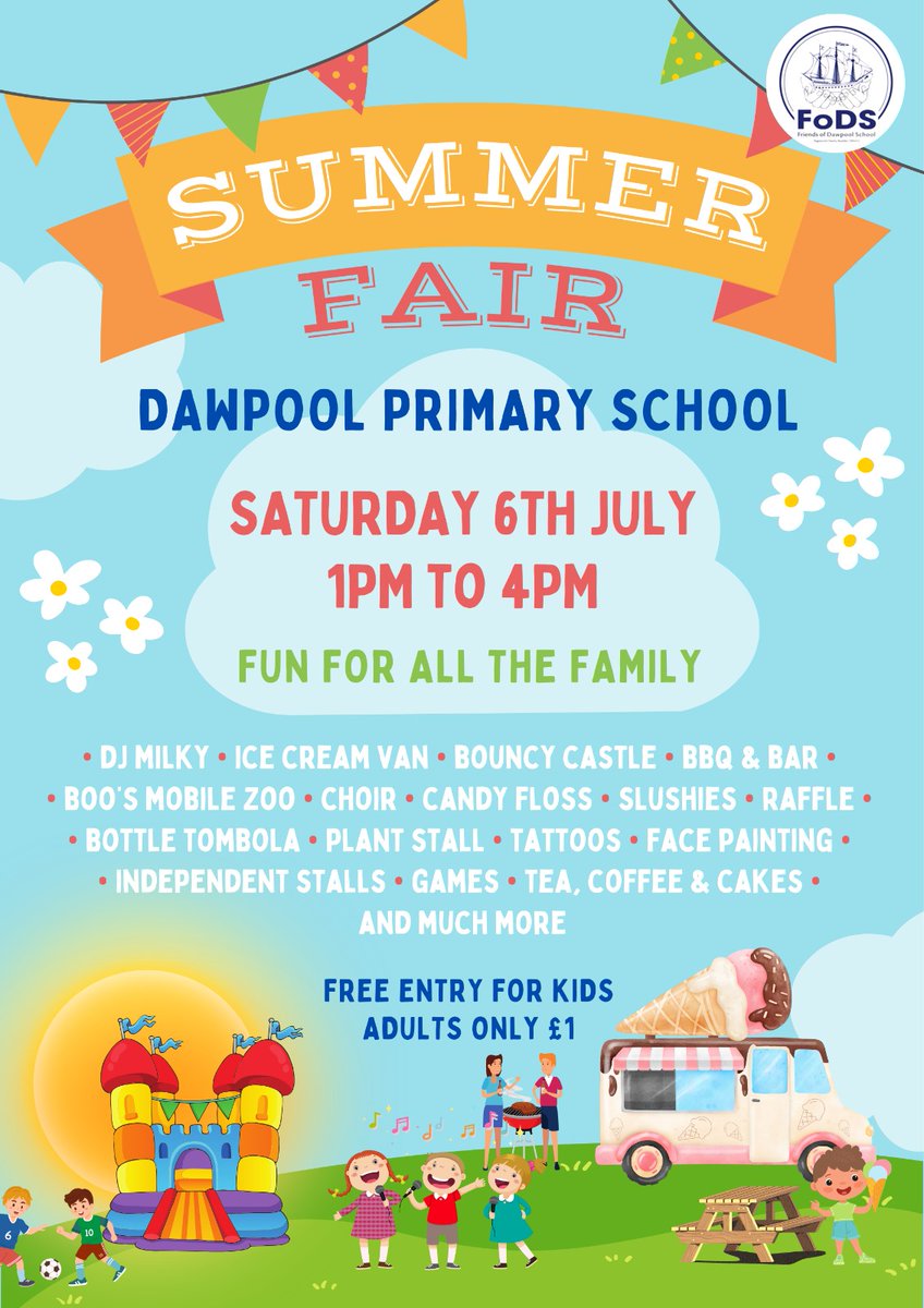 Everyone is welcome to come to Dawpool School Fair.
