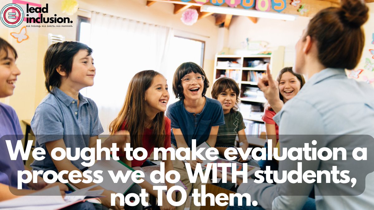 🎓 We ought to make evaluation a process we do WITH students, not TO them. They should be competent in assessing their own learning by graduation. The sooner the better. #LeadInclusion #EdLeaders #Teachers #UDL #SBLchat #TG2Chat #ATAssessment #Assessment #TeacherTwitter