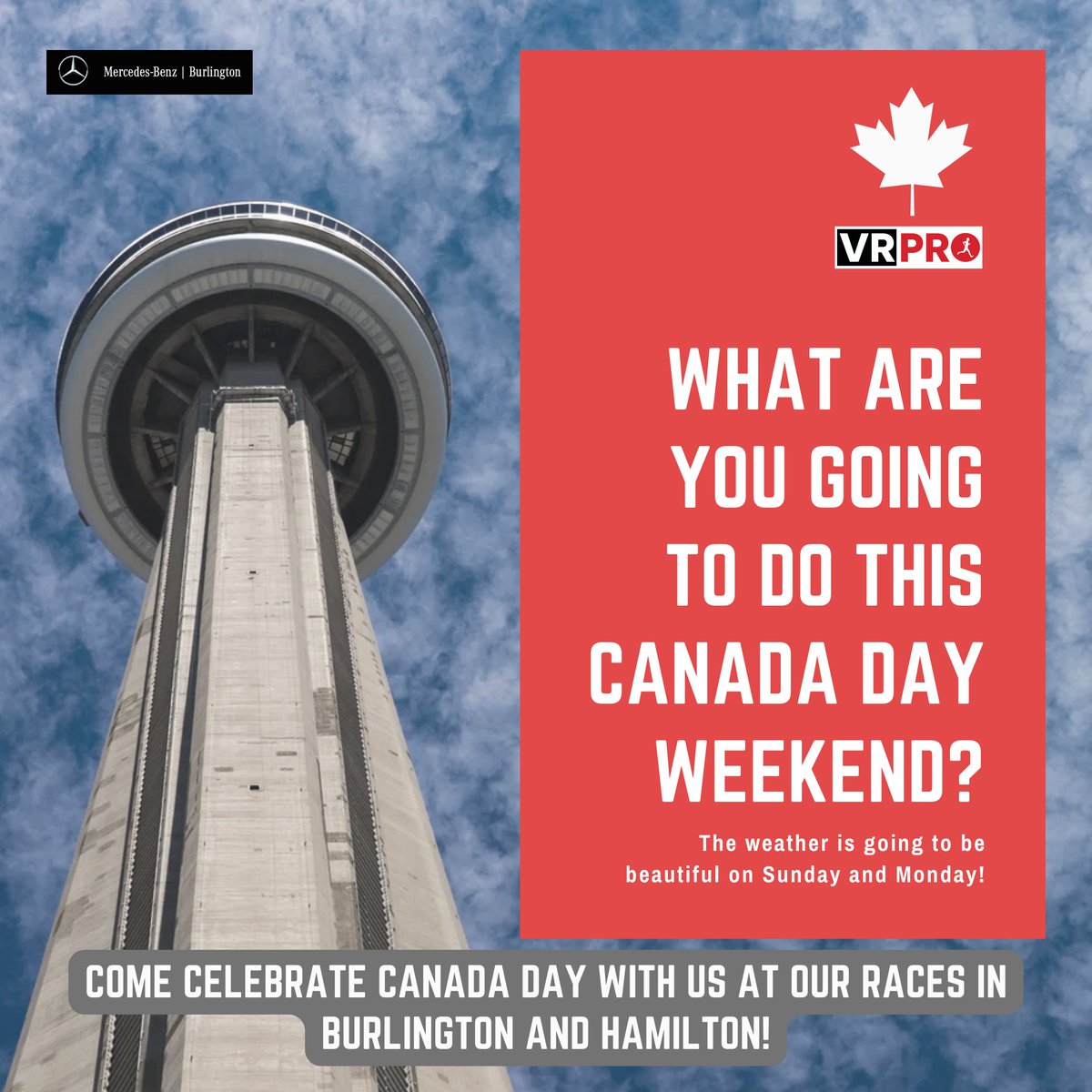 🇨🇦 Celebrate Canada Day with us! Expect beautiful weather, perfect for racing. 

Join us in Burlington (Jun 30) &amp; Hamilton (Jul 1). 🏃‍♂️

Spots still available! 

Register today at race kit pickup or on race day morning! 

#CanadaDayRaces #RunCanada #5KRun #10KRun