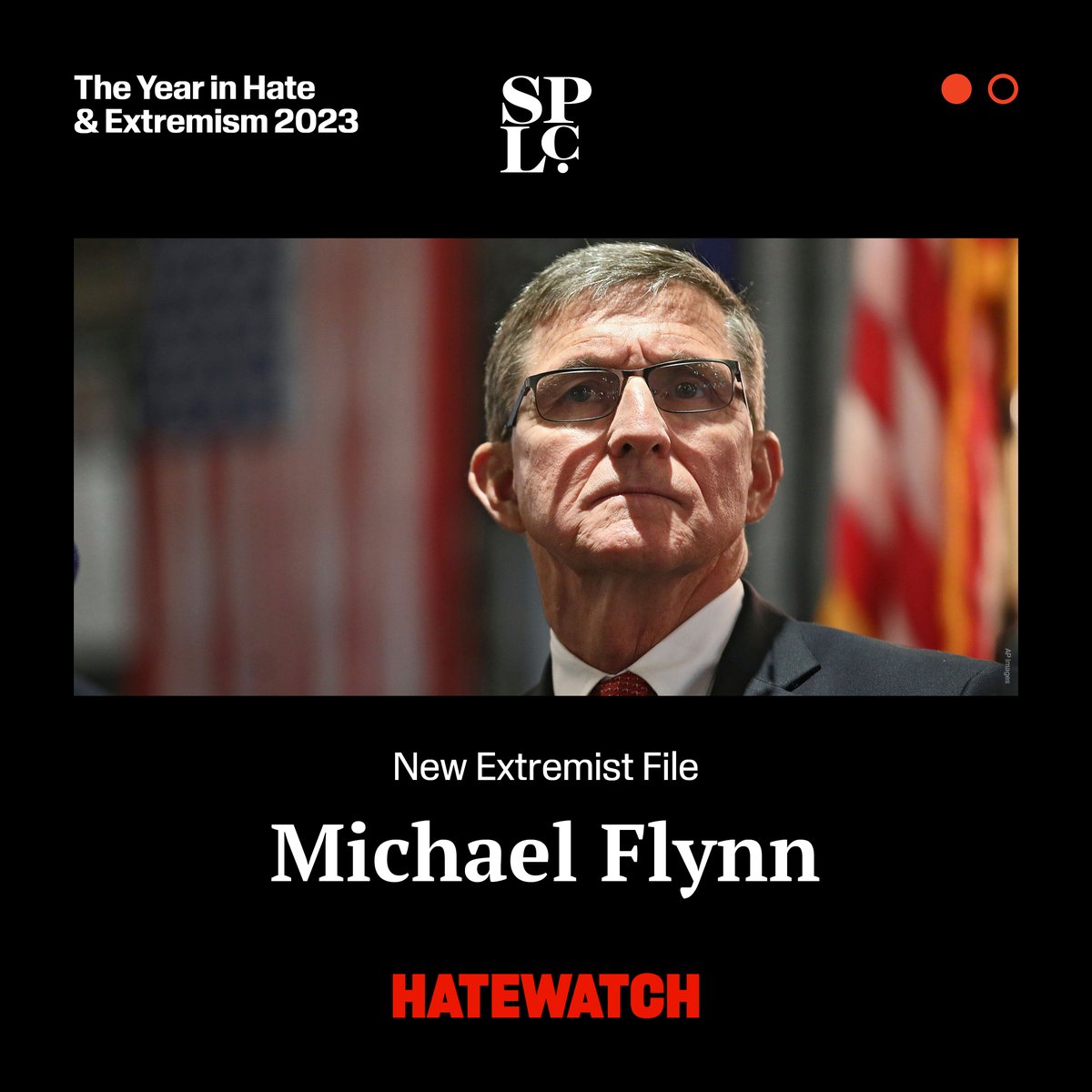Hatewatch's tweet image. 🚨New #ExtremistFile: Michael Flynn

A former leader in U.S. Intelligence and the @USArmy, Michael Flynn, has become a central figure in keeping the false narrative that the 2020 election was stolen alive. #YIHE

📲: splcenter.org/fighting-hate/…