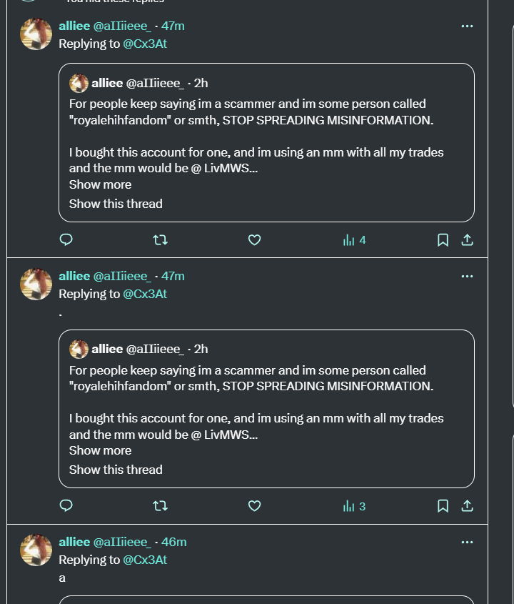 Cx3At's tweet photo. @aIIiieee_ How am I harassing you when you keep commenting under my post the same thing 30+ times? https://t.co/RMf1Pxa1KI