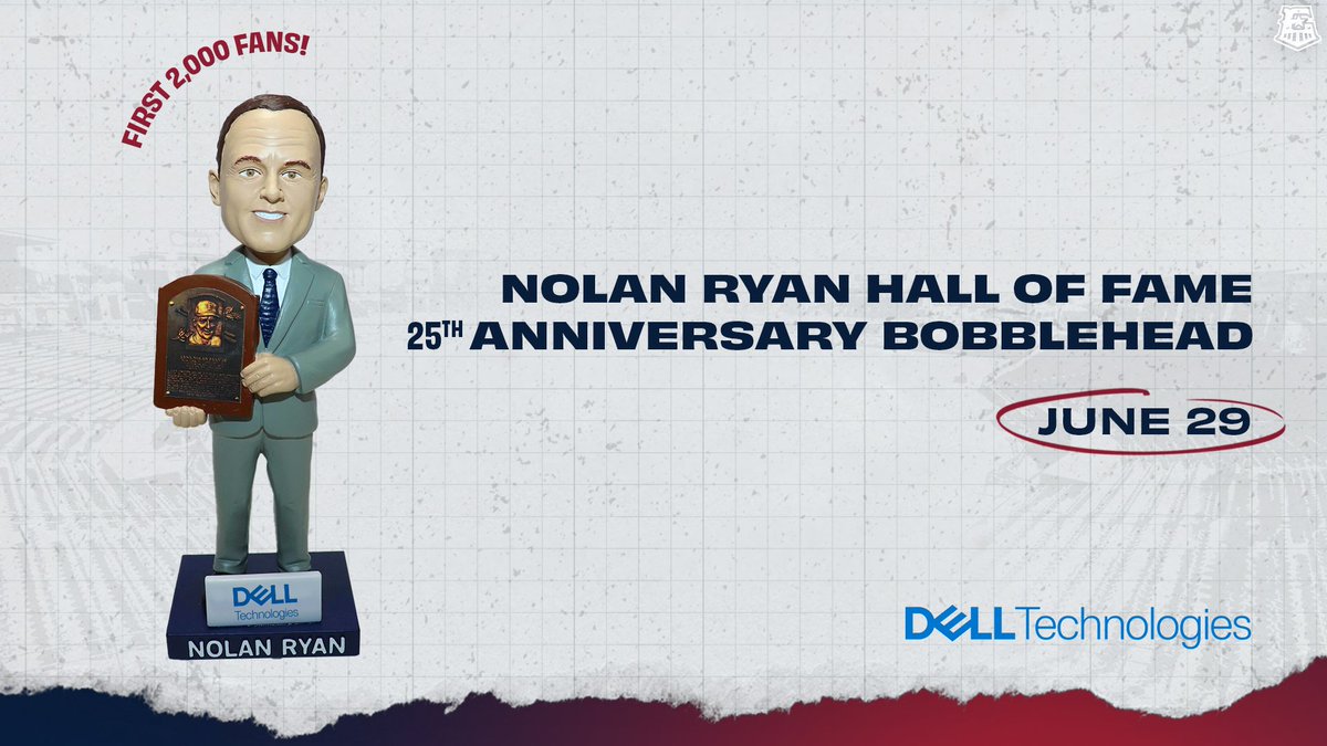 Celebrating a legend!

⏰ 6:15 p.m. CT
🆚 <a href="/epchihuahuas/">El Paso Chihuahuas</a> 
⚾ Nolan Ryan Hall of Fame 25th Anniversary Bobblehead Giveaway, thanks to <a href="/DellTech/">Dell Technologies</a>
🎤 The Spazmatics Postgame Concert, thanks to <a href="/DellTech/">Dell Technologies</a> 
 🏟️ Saturday at the Ballpark, presented by <a href="/aplusfcu/">A+FCU</a>

🎟️: bit.ly/3KRMPy7