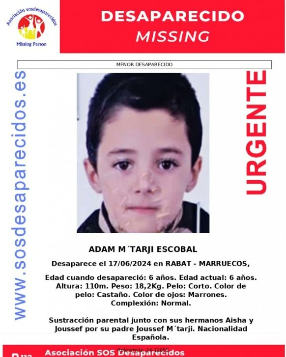 sosdesaparecido's tweet photo. 🆘 DESAPARECIDOS
🟠 Máxima Prioridad 
Sustracción Parental
#sosdesaparecidos #Desaparecido #Missing #España #Rabat #Marruecos
Vía @NisdeOrg
Síguenos @sosdesaparecido https://t.co/KEJYOqjqBU