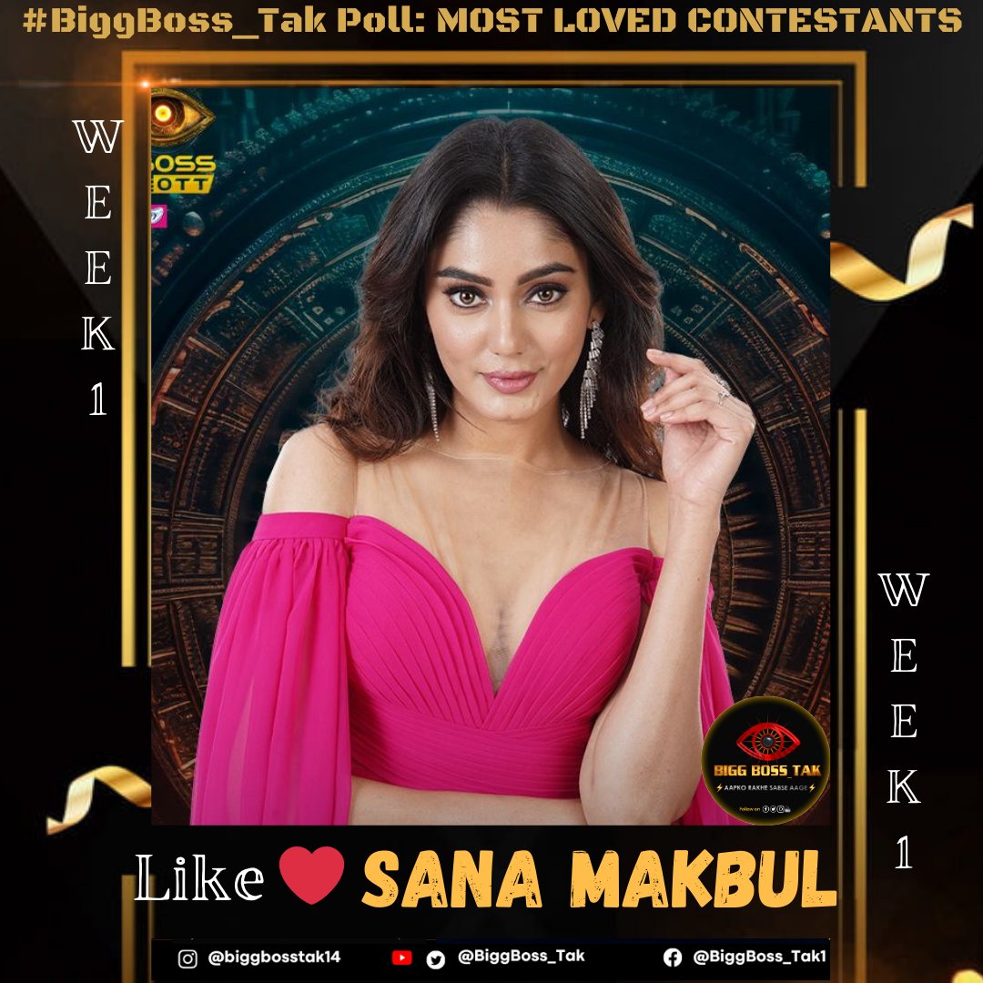 Biggest &amp; Most Authentic #BiggBoss_Tak Poll: #BBOTT3 (Week-1)

Like ❤️ If you're supporting #SanaMakbul in #BiggBossOTT3 

Poll to end Tomorrow (Sunday) 9PM.

#BBOTT3WithBiggBoss_Tak