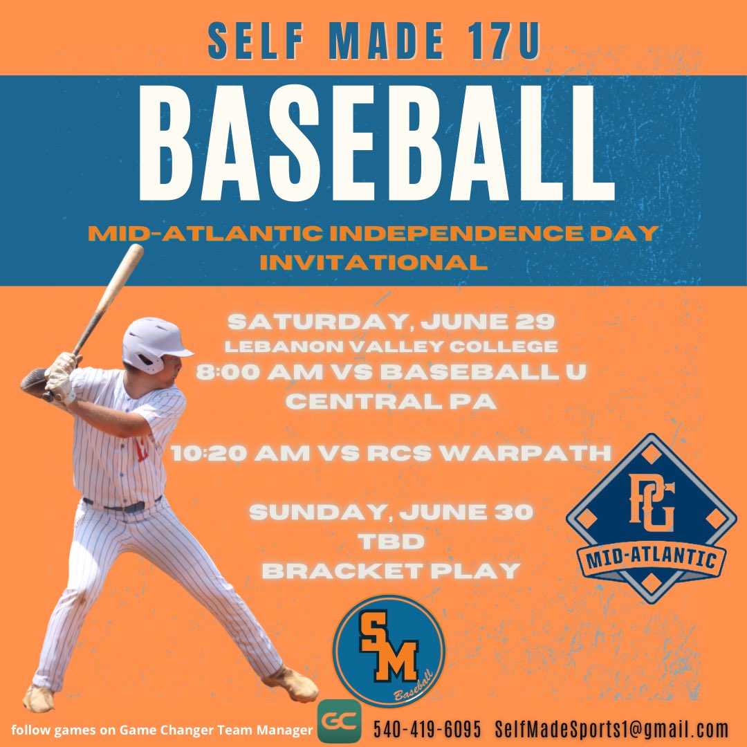 Self Made Showcase (@15uself) on Twitter photo SELF MADE 17U Weekend Schedule
Check out our weekend schedule at the <a href="/PGMidAtlantic/">PG Mid Atlantic (NY, NJ, PA, MD,DE,DC)</a> Mid-Atlantic Independence Invitational
Game 1 is Saturday @ 8:00AM
Game 2 is Saturday @ 10:20AM
Good Luck SM!!! SELF MADE 17U Weekend Schedule
Check out our weekend schedule at the <a href="/PGMidAtlantic/">PG Mid Atlantic (NY, NJ, PA, MD,DE,DC)</a> Mid-Atlantic Independence Invitational
Game 1 is Saturday @ 8:00AM
Game 2 is Saturday @ 10:20AM
Good Luck SM!!!