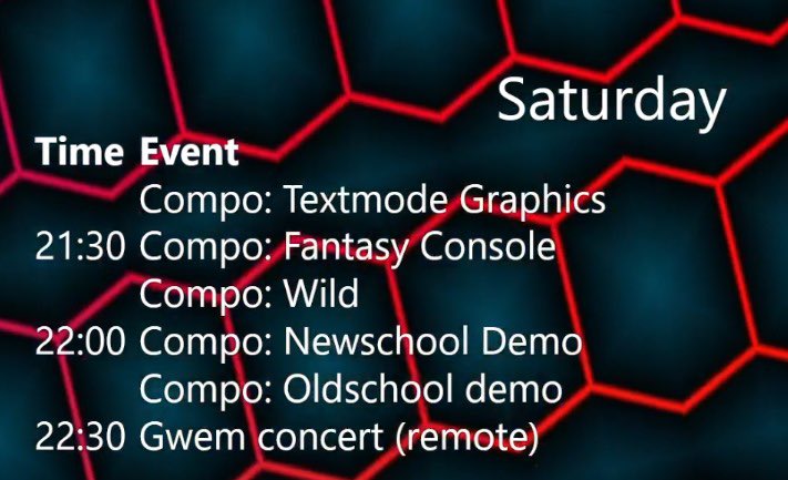 gwEm (@gw3m) on Twitter photo Tonight I will be performing remotely at <a href="/ShadowParty5/">Shadow Party</a>
twitch.tv/shadowstreamed
22:30 European time, 21:30 UK time
I have a set of Atari ST classics Tonight I will be performing remotely at <a href="/ShadowParty5/">Shadow Party</a>
twitch.tv/shadowstreamed
22:30 European time, 21:30 UK time
I have a set of Atari ST classics