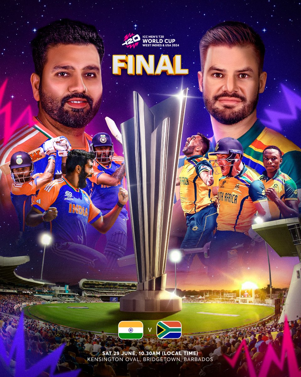 🗓️ 29 June  
📍 Barbados 

It's time for #T20WorldCup 2024 Final 🤩
