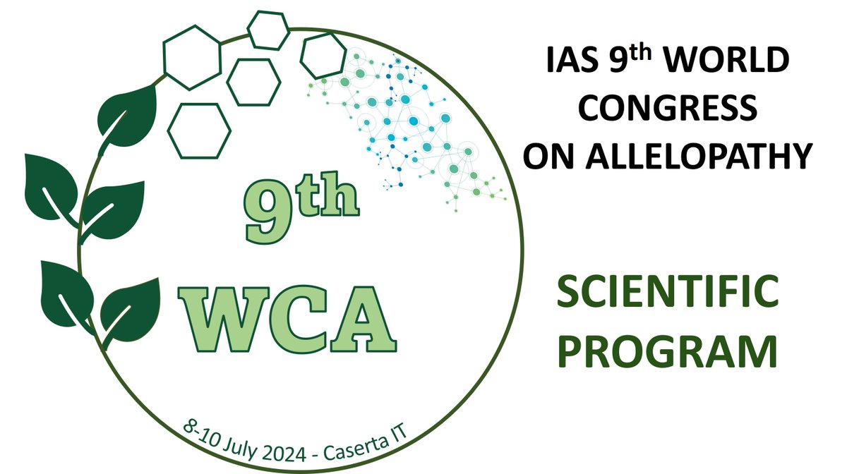9th WCA:
A preliminary detailed Scientific Program is now available online!
allelopathycongress.org/program/
The final program will be online on Monday, July 1
If you need any change to be made, please let us know asap!
Stay tuned by following us on social networks!