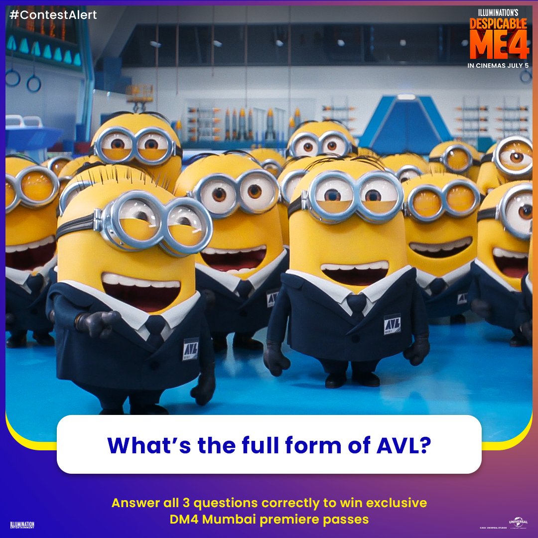 UniversalIND's tweet photo. #DespicableMe4Contest #ContestAlert

Last chance, let’s see how well you know the Minions!😊

This is your chance to witness the Mega Minions on the big screen before the rest of us!😱

And this is how you can do it!👇🏼 https://t.co/p2OAyv0QoZ