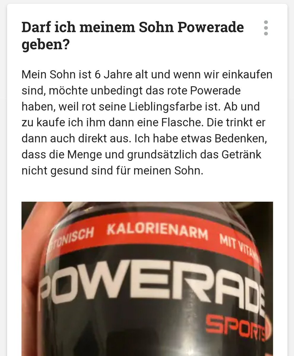 Offizielle Empfehlung: Das Kind zur Adoption freigeben, wenn es die rote Powerade lieber mag als die blaue