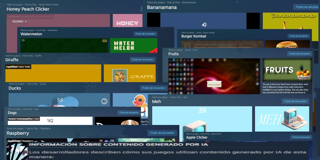 Che, tremendo como se está llenando de copias del "Juego de la Banana" en #Steam, la semana que viene se están estrenando por lo menos 12, más los que ya se estrenaron e incluso vi algunos juegos pasarse a este modelo de regalar objetos por tener el juego abierto.