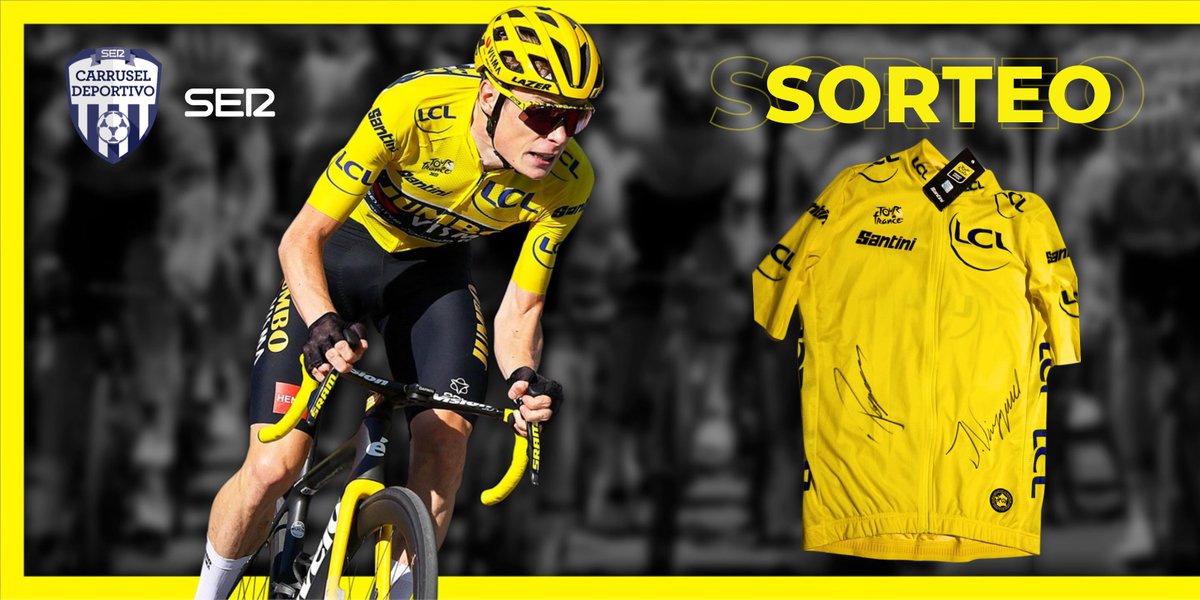 🚨💛 ¡SORTEAZO del Maillot del #TDF2024 FIRMADO por Jonas Vingegaard y Tadej Pogacar!

⁉️ CÓMO PARTICIPAR:

🔁Retuitea este tweet y sigue a @Carrusel 
🚲Dinos tu CICLISTA FAVORITO de todos los tiempos

😉 ¡Entre todos los que participéis lo sorteamos!