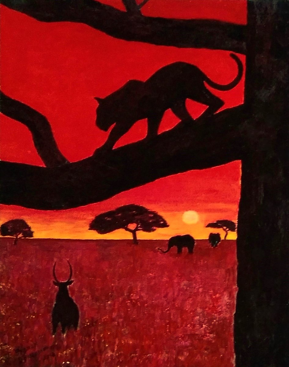 One of my works painted with acrylic paints. Hunter and   prey.